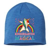 Kindergarten Is Magical Cute Rainbow Dabbing Unicorn Gift Sustainable Beanie