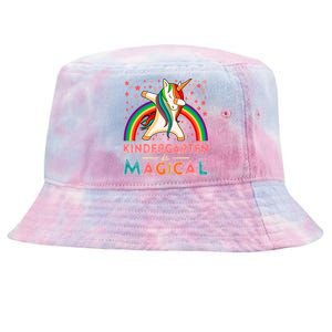 Kindergarten Is Magical Cute Rainbow Dabbing Unicorn Gift Tie-Dyed Bucket Hat