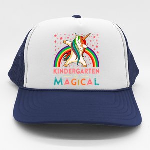 Kindergarten Is Magical Cute Rainbow Dabbing Unicorn Gift Trucker Hat