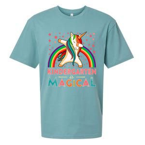 Kindergarten Is Magical Cute Rainbow Dabbing Unicorn Gift Sueded Cloud Jersey T-Shirt