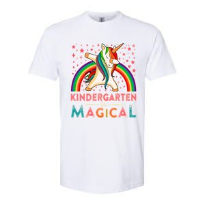 Kindergarten Is Magical Cute Rainbow Dabbing Unicorn Gift Softstyle CVC T-Shirt