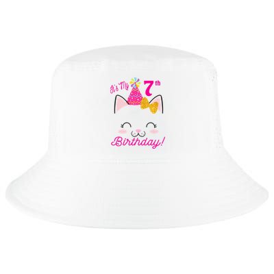 Kids Its My 7th Birthday Shirt Girl Kitty Cat Theme Party Outfit Cool Comfort Performance Bucket Hat