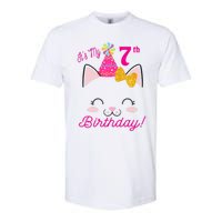 Kids Its My 7th Birthday Shirt Girl Kitty Cat Theme Party Outfit Softstyle CVC T-Shirt