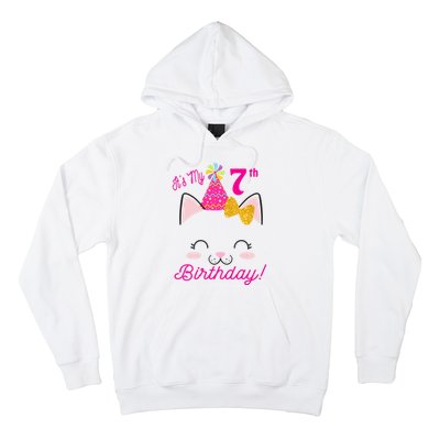 Kids Its My 7th Birthday Shirt Girl Kitty Cat Theme Party Outfit Hoodie