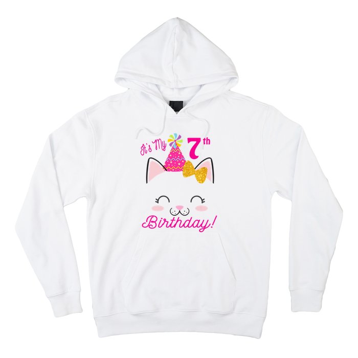 Kids Its My 7th Birthday Shirt Girl Kitty Cat Theme Party Outfit Hoodie