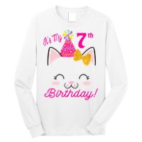 Kids Its My 7th Birthday Shirt Girl Kitty Cat Theme Party Outfit Long Sleeve Shirt