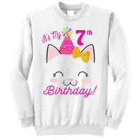 Kids Its My 7th Birthday Shirt Girl Kitty Cat Theme Party Outfit Sweatshirt