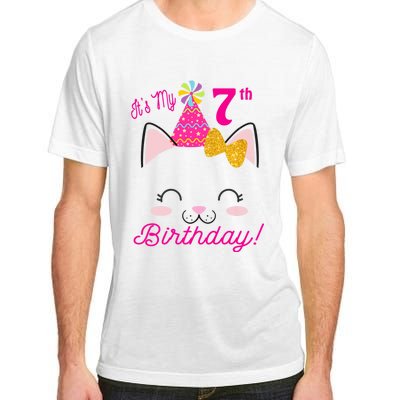 Kids Its My 7th Birthday Shirt Girl Kitty Cat Theme Party Outfit Adult ChromaSoft Performance T-Shirt