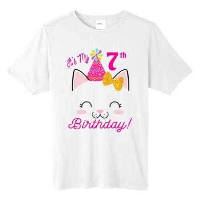 Kids Its My 7th Birthday Shirt Girl Kitty Cat Theme Party Outfit Tall Fusion ChromaSoft Performance T-Shirt