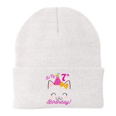 Kids Its My 7th Birthday Shirt Girl Kitty Cat Theme Party Outfit Beanie