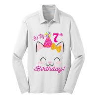 Kids Its My 7th Birthday Shirt Girl Kitty Cat Theme Party Outfit Silk Touch Performance Long Sleeve Polo