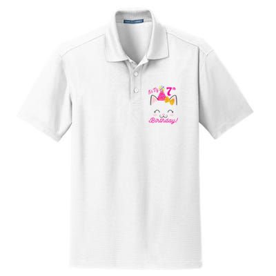 Kids Its My 7th Birthday Shirt Girl Kitty Cat Theme Party Outfit Dry Zone Grid Polo
