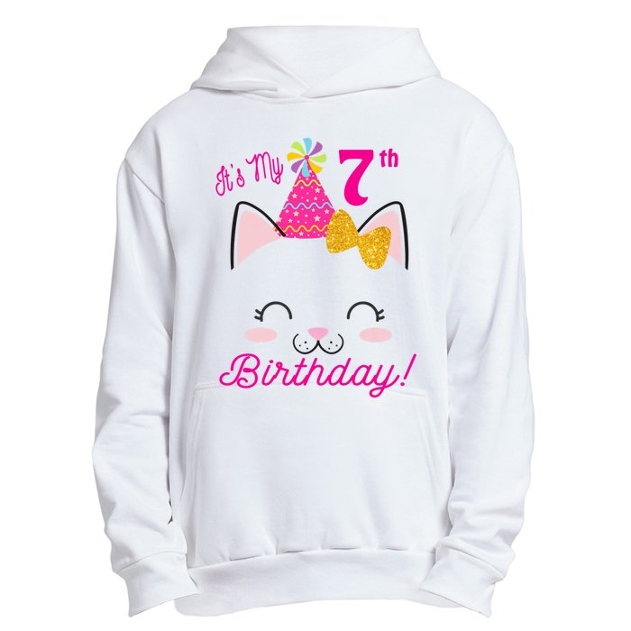 Kids Its My 7th Birthday Shirt Girl Kitty Cat Theme Party Outfit Urban Pullover Hoodie