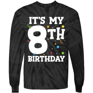 Kids Its My 8th Birthday 8 Eight Happy Birthday Boy Or Girls Tie-Dye Long Sleeve Shirt