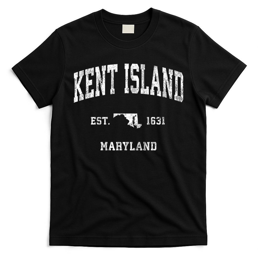 Kent Island Maryland Md Vintage Athletic Black Sports T-Shirt