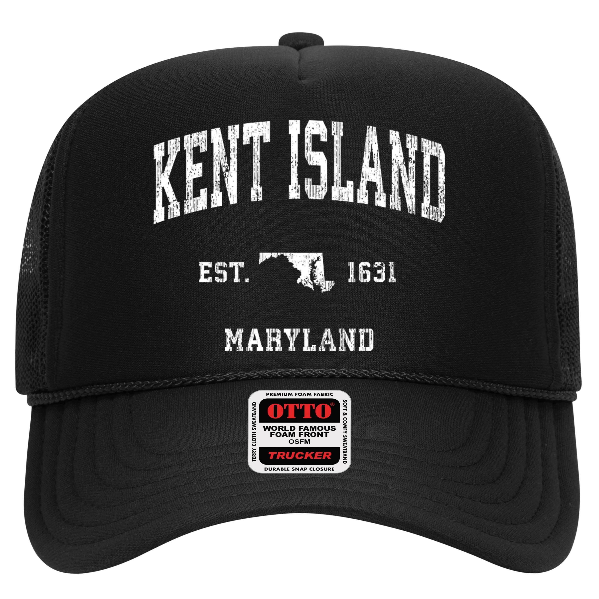 Kent Island Maryland Md Vintage Athletic Black Sports Hat