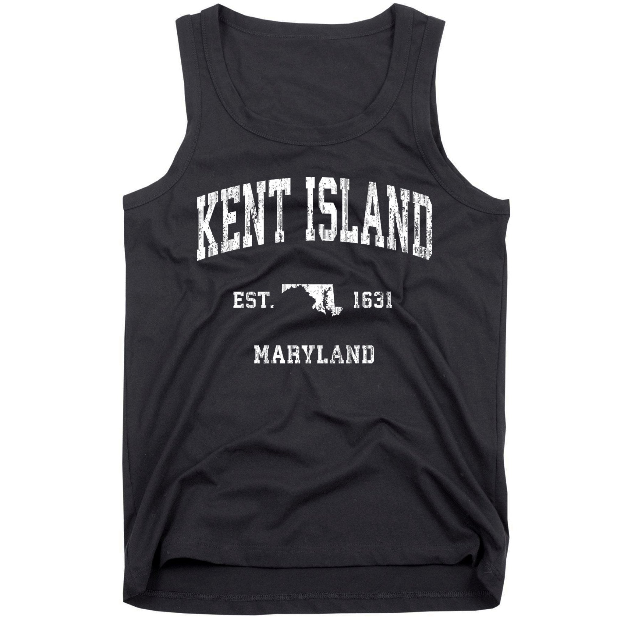 Kent Island Maryland Md Vintage Athletic Black Sports Tank Top