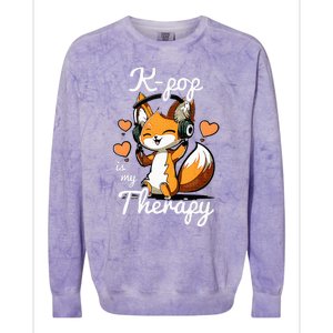 Kpop Is My Therapy Fox Korean Colorblast Crewneck Sweatshirt