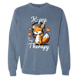 Kpop Is My Therapy Fox Korean Garment-Dyed Sweatshirt