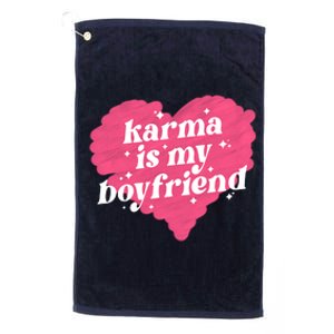 Karma Is My Boyfriend Pink Heart Platinum Collection Golf Towel