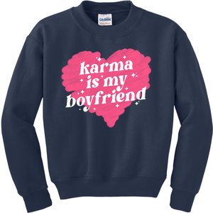 Karma Is My Boyfriend Pink Heart Kids Sweatshirt