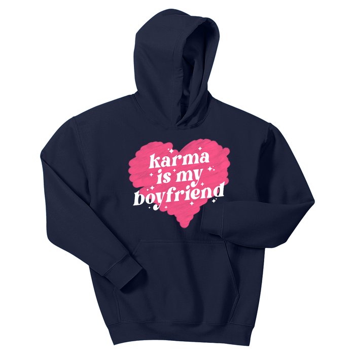 Karma Is My Boyfriend Pink Heart Kids Hoodie