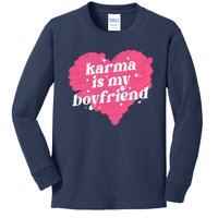 Karma Is My Boyfriend Pink Heart Kids Long Sleeve Shirt