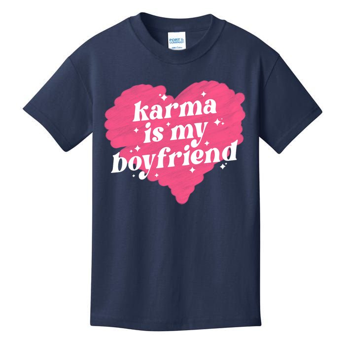 Karma Is My Boyfriend Pink Heart Kids T-Shirt