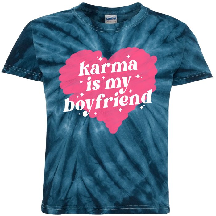 Karma Is My Boyfriend Pink Heart Kids Tie-Dye T-Shirt