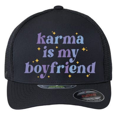 Karma Is My Boyfriend Purple Lavender Flexfit Unipanel Trucker Cap