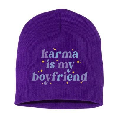 Karma Is My Boyfriend Purple Lavender Short Acrylic Beanie