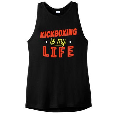 Kickboxing Is My Life Funny Kickboxer Ladies PosiCharge Tri-Blend Wicking Tank