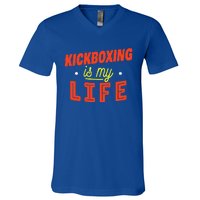 Kickboxing Is My Life Funny Kickboxer V-Neck T-Shirt