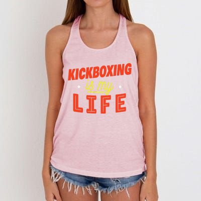 Kickboxing Is My Life Funny Kickboxer Women's Knotted Racerback Tank