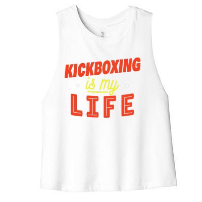 Kickboxing Is My Life Funny Kickboxer Women's Racerback Cropped Tank