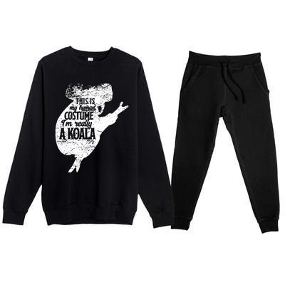 Koala Is My Human Costume Love Australian Koalas Kids Premium Crewneck Sweatsuit Set