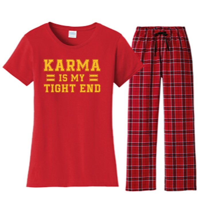 Karma Is My Tight End Women's Flannel Pajama Set