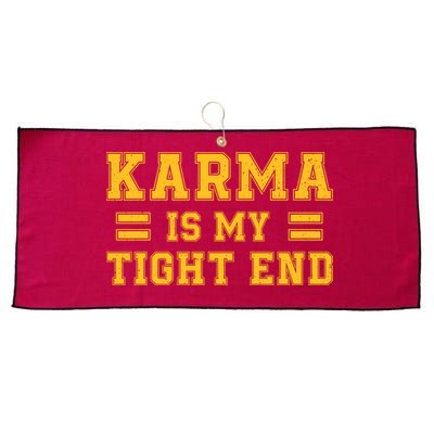Karma Is My Tight End Large Microfiber Waffle Golf Towel