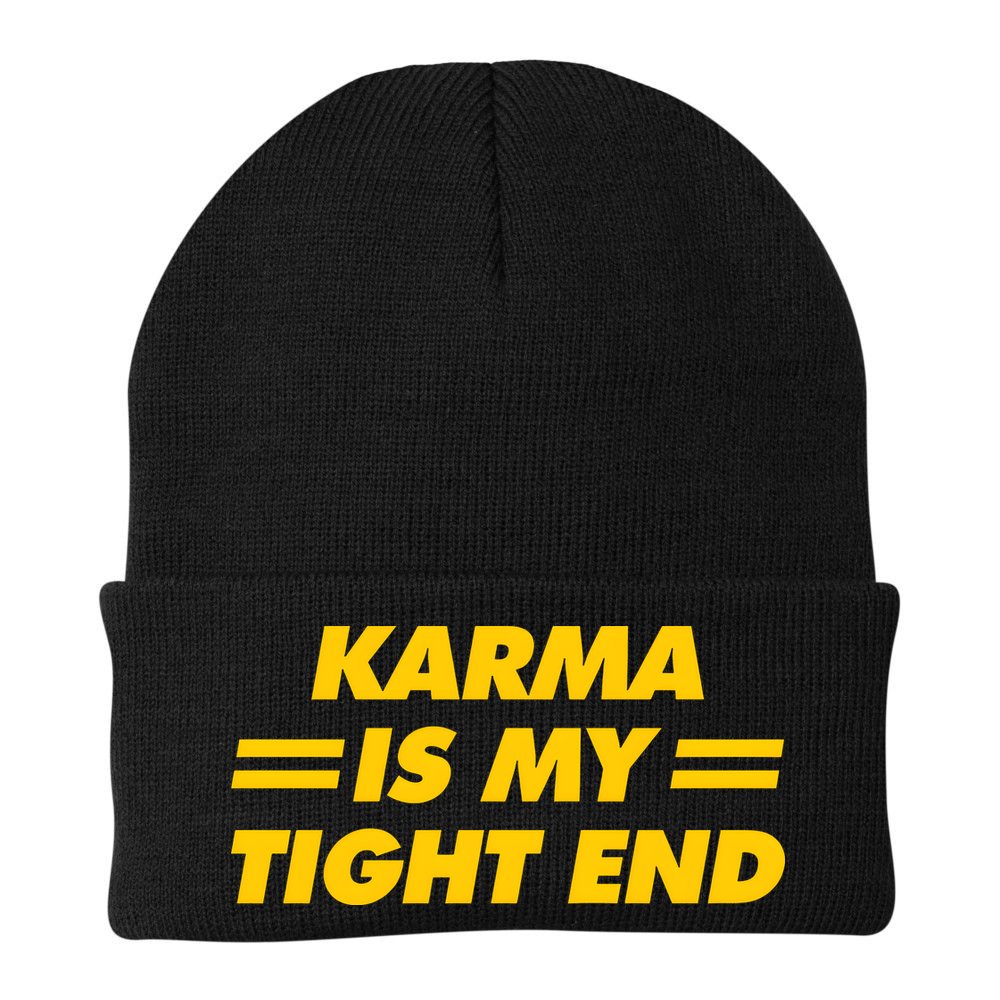 Karma Is My Tight End Kansas Football Beanie