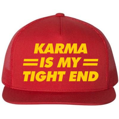 Karma Is My Tight End Kansas Football Flat Bill Trucker Hat