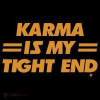 Karma Is My Tight End Kansas Stripe Pom Pom Beanie