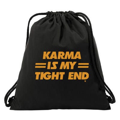 Karma Is My Tight End Kansas Drawstring Bag
