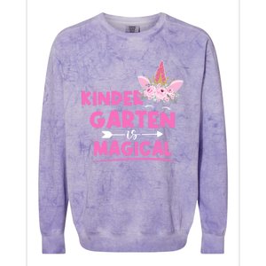 Kindergarten Is Magical Unicorn Kinder Teacher Student Cute Gift Colorblast Crewneck Sweatshirt