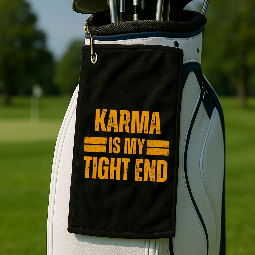 Karma Is My Tight End Golf Towel