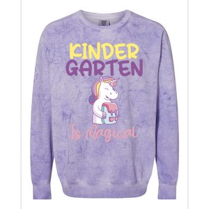 Kindergarten Is Magical Unicorn Gift Colorblast Crewneck Sweatshirt