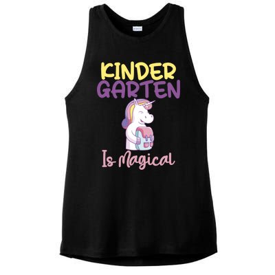 Kindergarten Is Magical Unicorn Gift Ladies PosiCharge Tri-Blend Wicking Tank