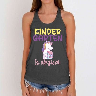 Kindergarten Is Magical Unicorn Gift Women's Knotted Racerback Tank