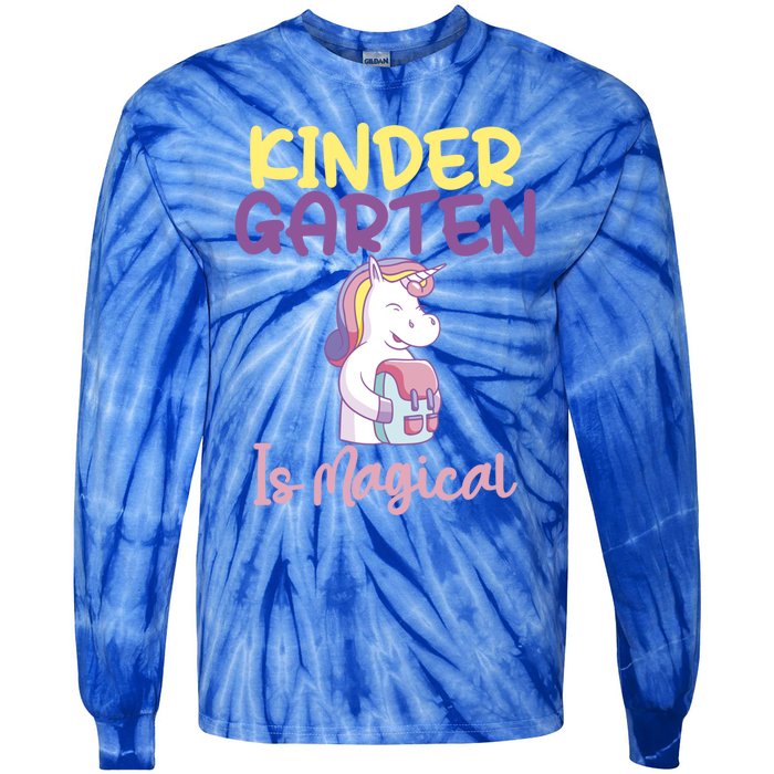 Kindergarten Is Magical Unicorn Gift Tie-Dye Long Sleeve Shirt