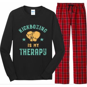 Kickboxing Is My Therapy Sarcastic Funny Boxing Kickboxer Great Gift Long Sleeve Pajama Set