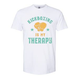 Kickboxing Is My Therapy Sarcastic Funny Boxing Kickboxer Great Gift Softstyle CVC T-Shirt